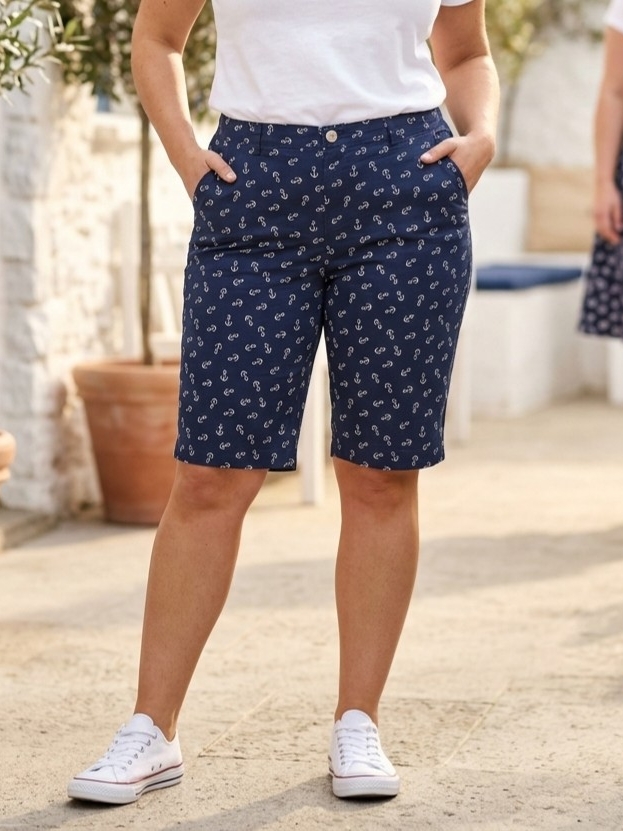 Rafaella Navy Printed Bermuda Shorts